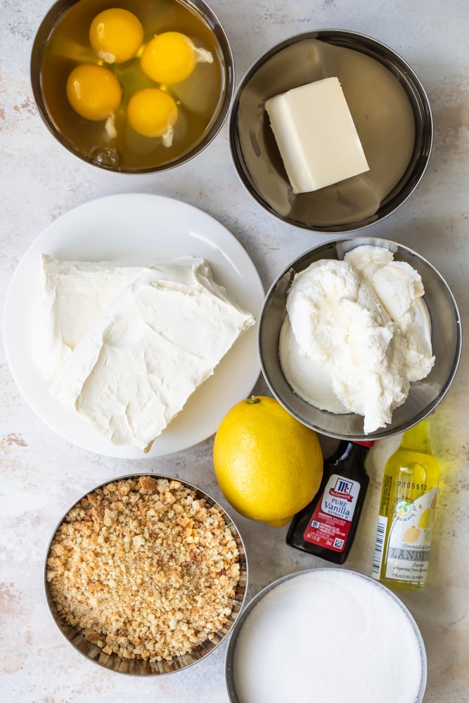 ingredients for Limoncello Cheesecake Squares
