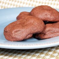 Chocolate Caramel Pocket Cookies on a blue plate