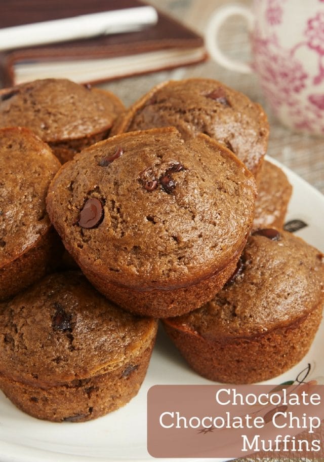 Chocolate Chocolate Chip Muffins offer double the chocolate for a sweet morning treat or snack. - Bake or Break