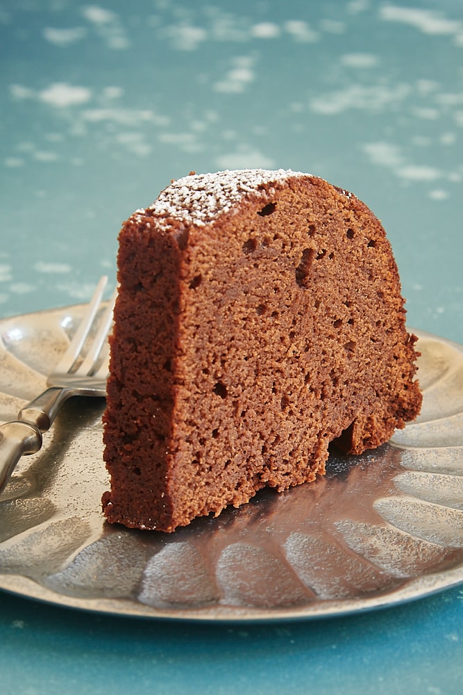 slice of Buttermilk Mexican Chocolate Pound Cake