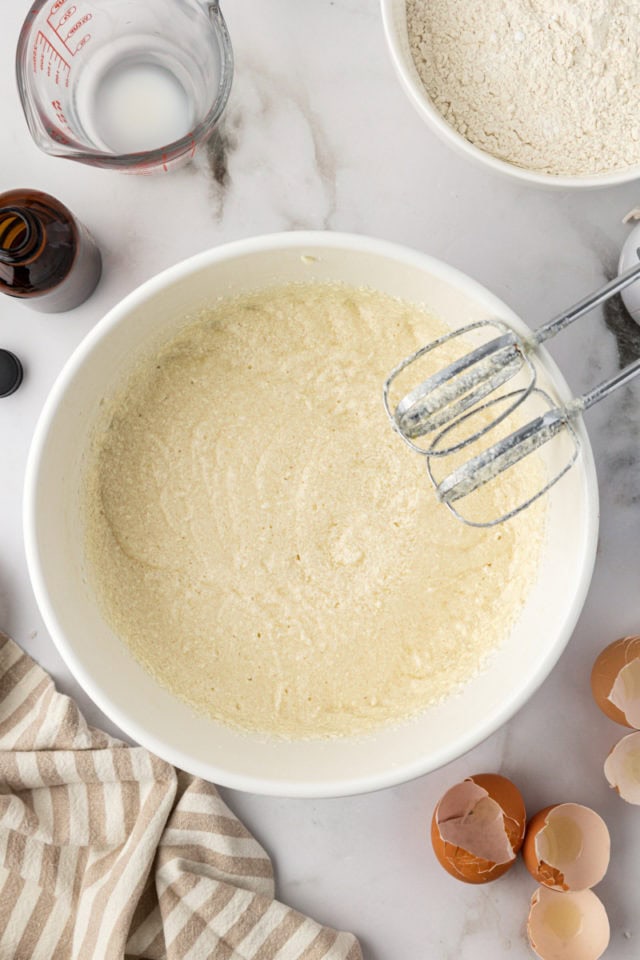 Wet ingredients in mixing bowl