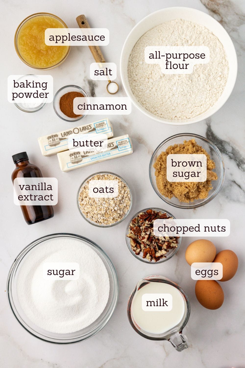 Ingredients for cinnamon crown cake