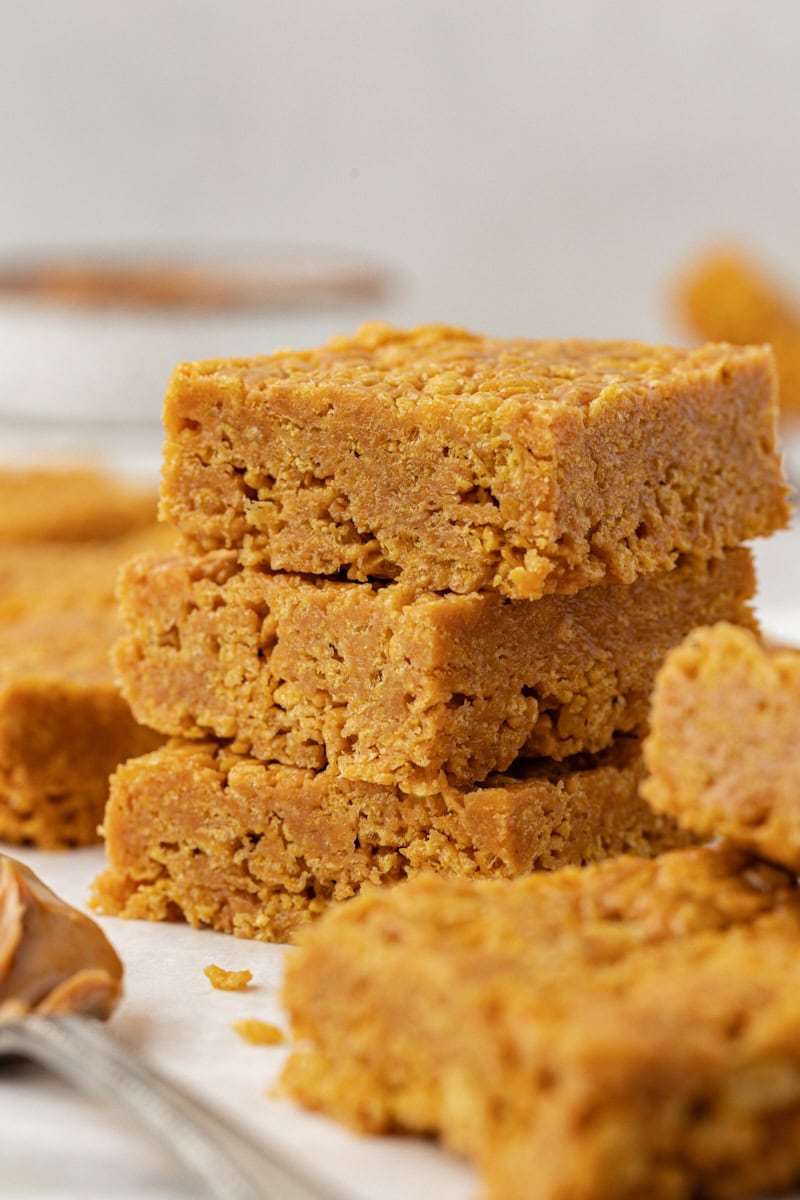 Stack of 3 peanut butter cornflake bars