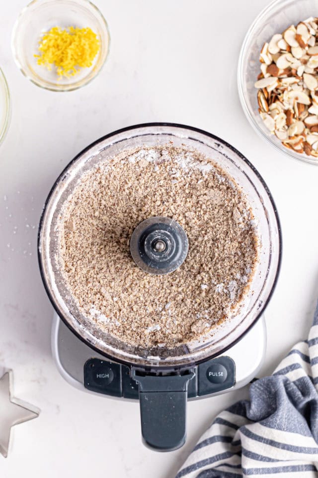 Ground almond mixture in food processor