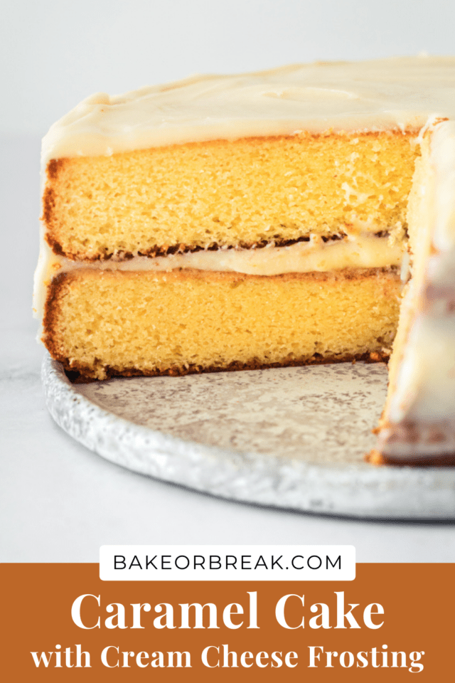 Caramel Cake with Cream Cheese Frosting bakeorbreak.com