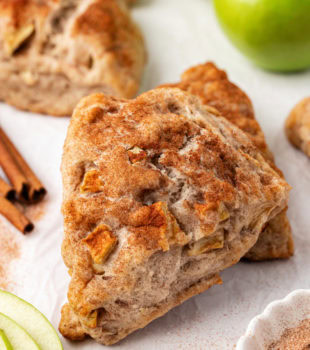 Two stacked apple cinnamon scones