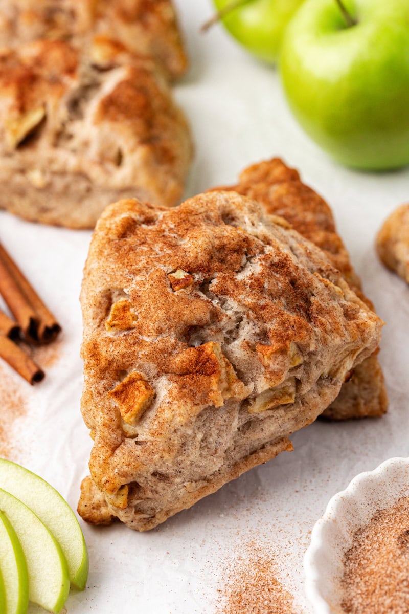 Two stacked apple cinnamon scones