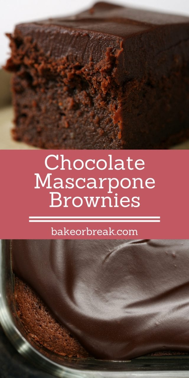 Rich mascarpone brownies topped with ganache.