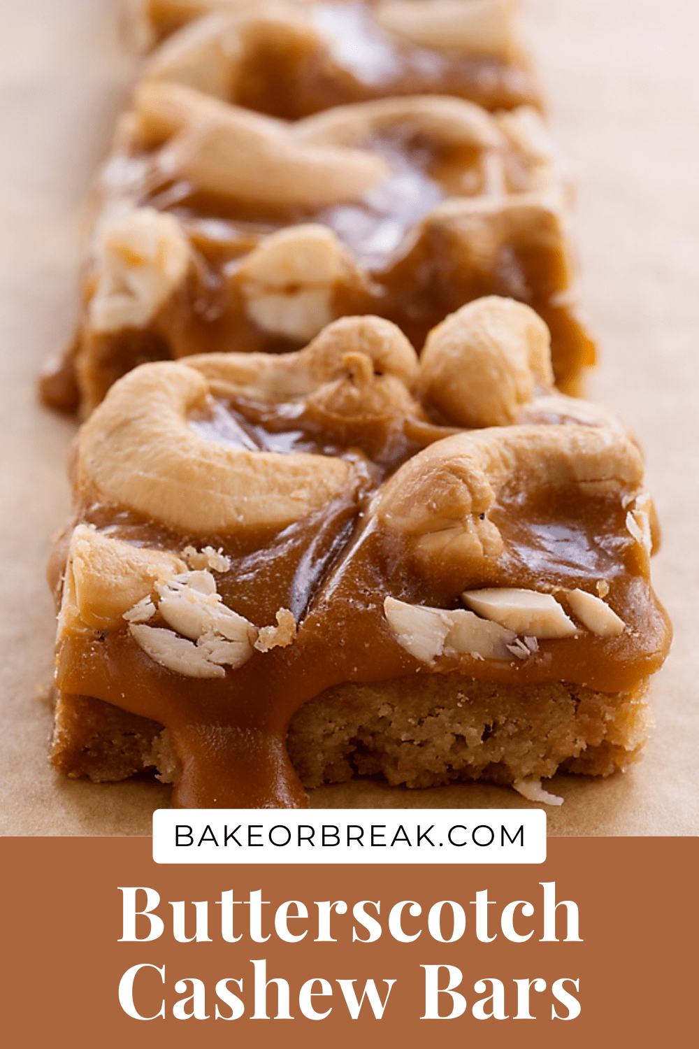 Butterscotch Cashew Bars bakeorbreak.com