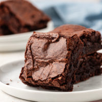 3 double chocolate brownies on plate