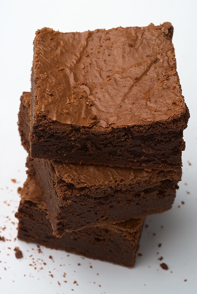 stack of Double Chocolate Brownies