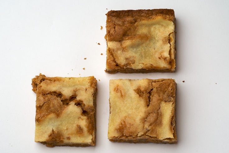 Rich butterscotch and sweet cream cheese are a perfect combination in these Butterscotch Cream Cheese Swirl Bars.