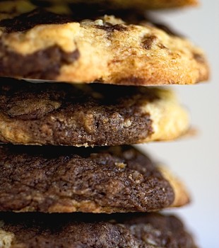 stack of Marbled Chocolate Chip Oatmeal Cookies