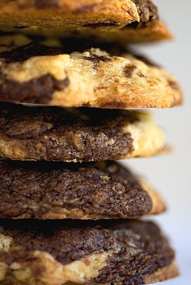 stack of Marbled Chocolate Chip Oatmeal Cookies