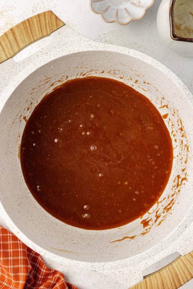 Overhead view of caramel in bowl