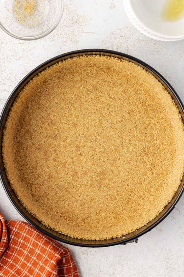 Overhead view of crust in pan