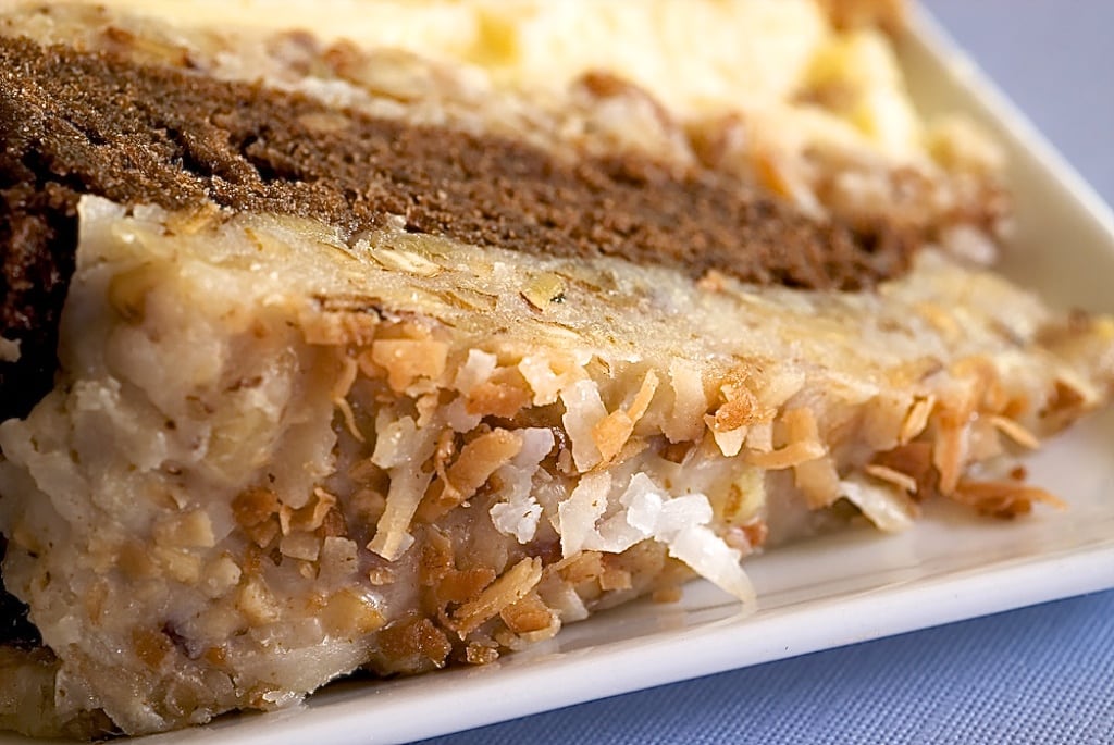 German Chocolate Cheesecake combines German chocolate cake with cheesecake for a delicious and beautiful dessert! - Bake or Break