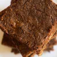 Max Brenner's fudge brownies packed with nuts.