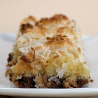 Coconut and chocolate are a perfect combination in these Black-Bottom Coconut Bars.
