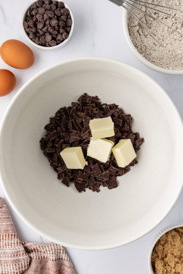 Butter and chocolate in bowl