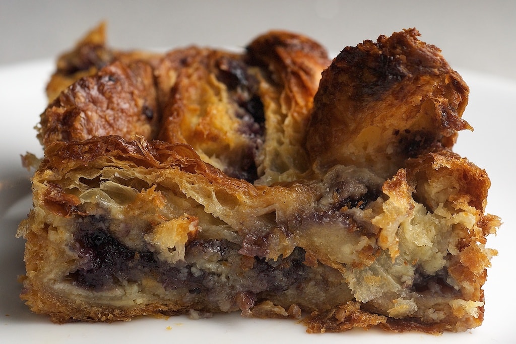 Blueberry Croissant Bread Pudding is so simple to make with bakery croissants and blueberry preserves. One of my favorite quick and easy desserts! - Bake or Break