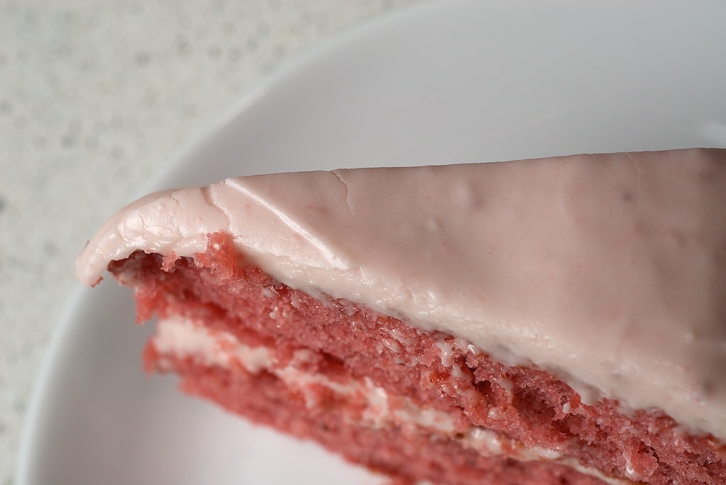 Closeup of strawberry cake tip