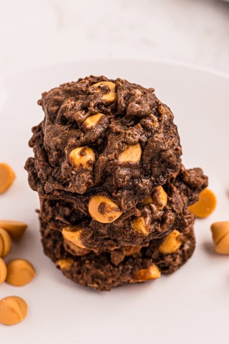 Stack of decadent chocolate butterscotch cookies