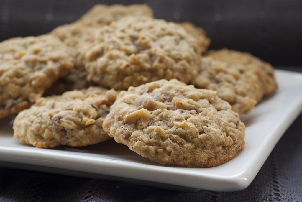 Oatmeal Date Cookies served on a white plate