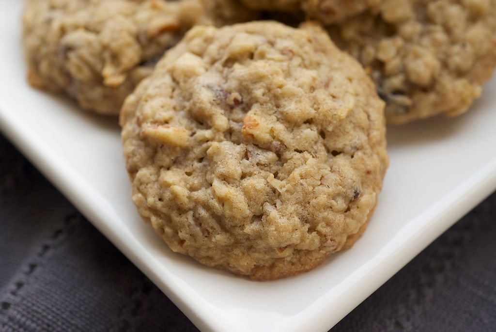 Oatmeal Date Cookies on a square white plate