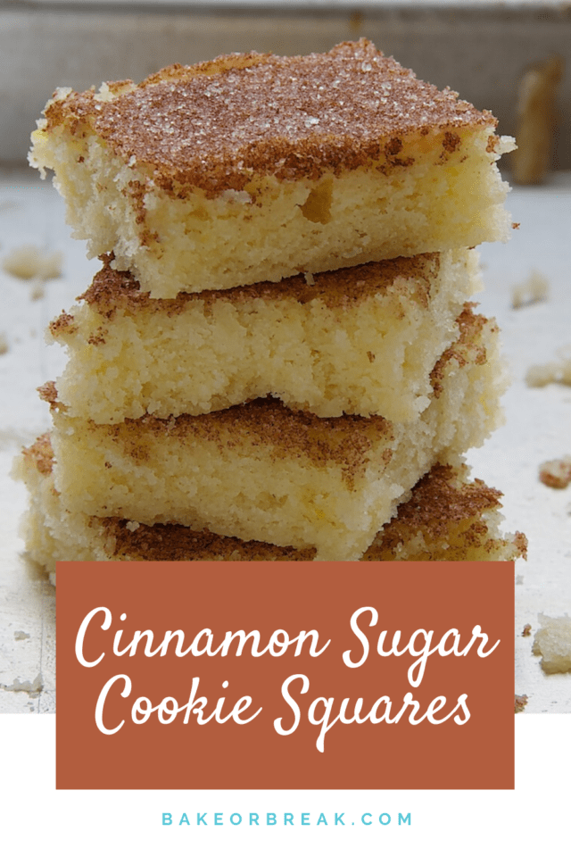 Cinnamon Sugar Cookie Squares stacked on top of one another.