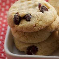 stack of Macadamia Butter Cookies with Dried Cranberries