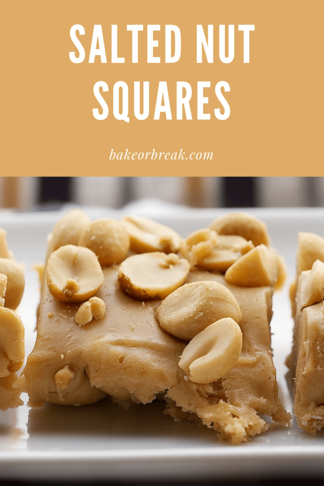 Salted Nut Squares topped with peanuts.