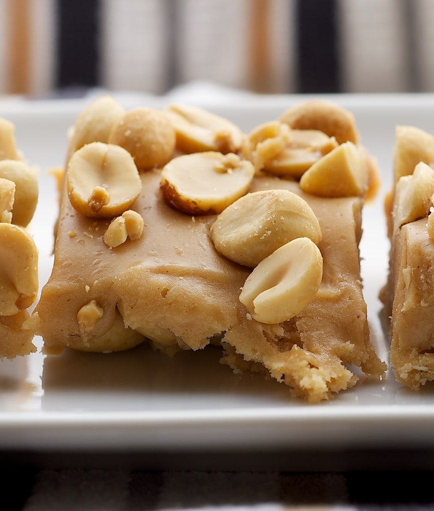 Salted Nut Squares on a white plate