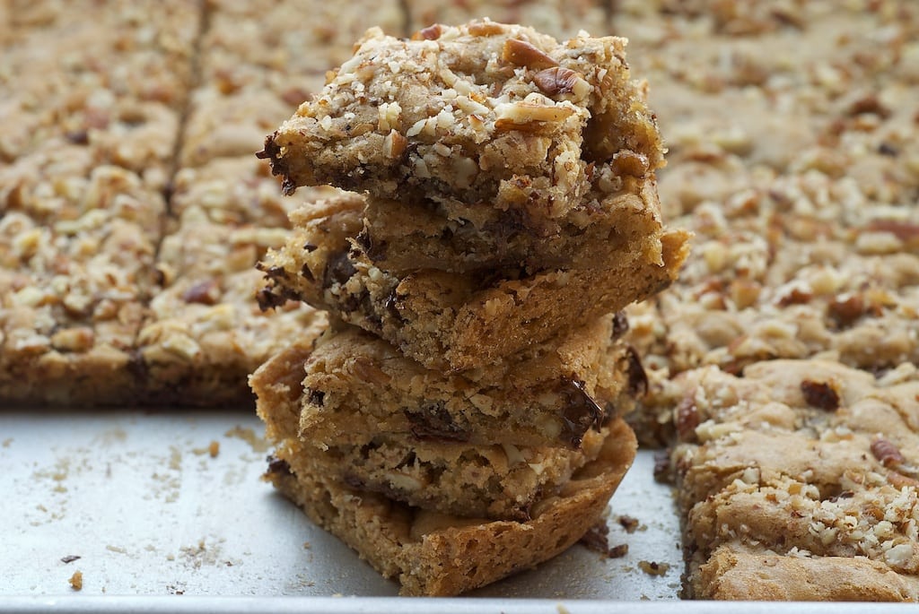 Toffee Nut Squares are sweet, nutty, delicious bars packed with plenty of brown sugar, nuts, and chocolate. - Bake or Break