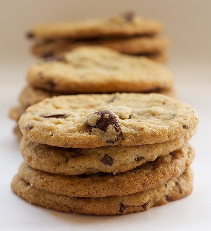 stacks of Peanut Butter Cookies with Milk Chocolate Chunks