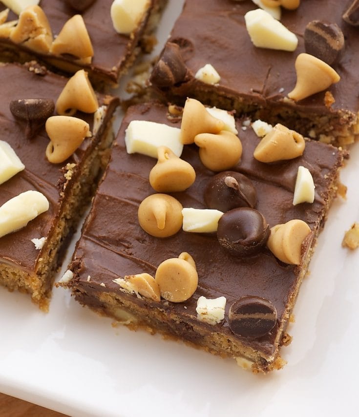 Peanut Butter Mud Bars on a white plate