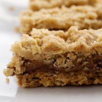 Caramel Oatmeal Bars on a white plate