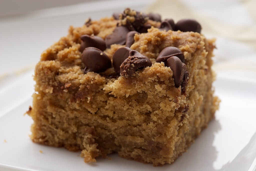 Peanut Butter Chocolate Chip Cake is a wonderfully simple cake just made for snacking! - Bake or Break