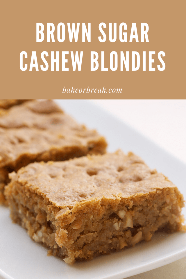 Brown Sugar Cashew Blondies on a plate.
