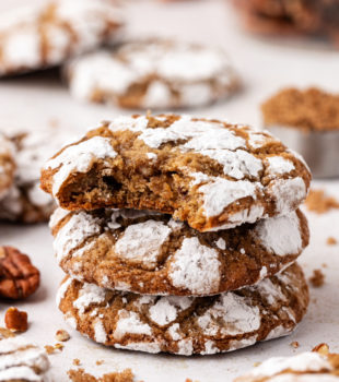 Stack of 3 brown sugar crinkle cookies