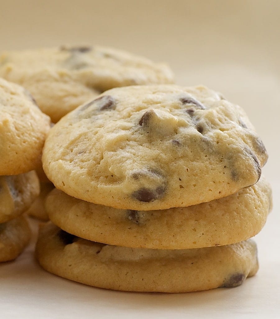 stacks of Cream Cheese Chocolate Chip Cookies