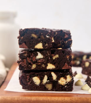 Stack of 3 triple chocolate brownies