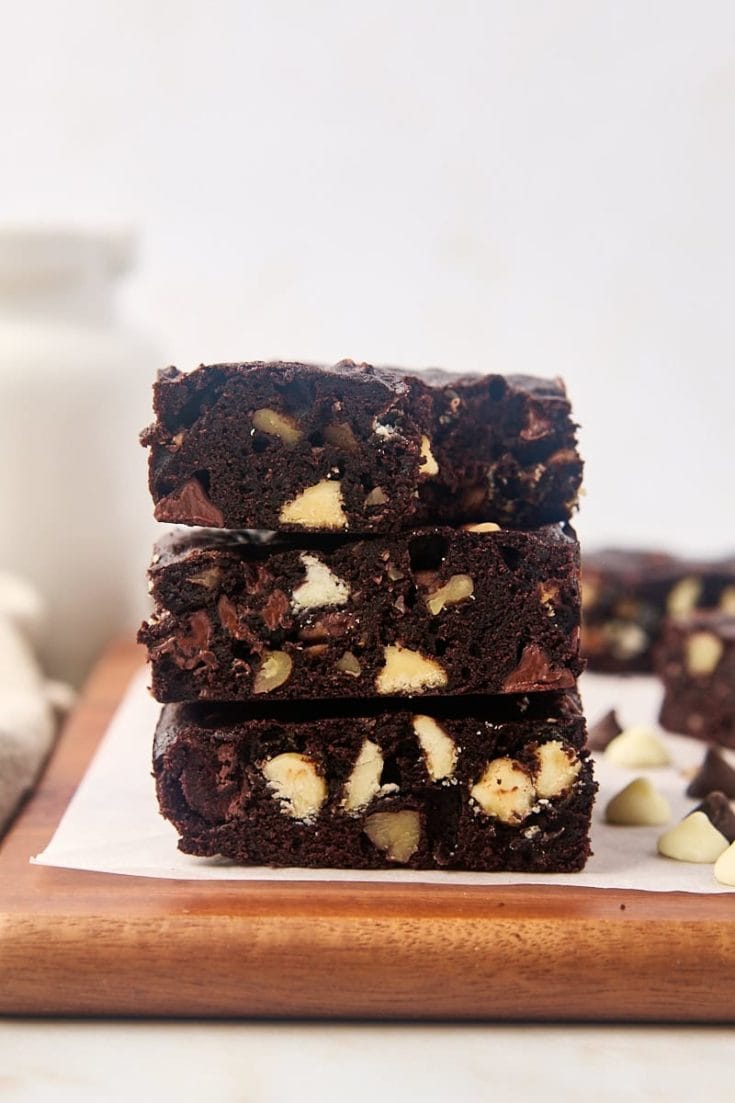 Stack of 3 triple chocolate brownies