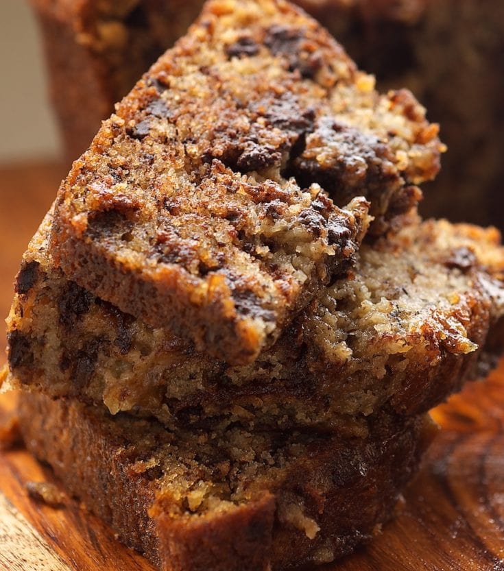 Add a little dark chocolate to your next banana bread with Chocolate Chunk Banana Bread from Bake or Break.