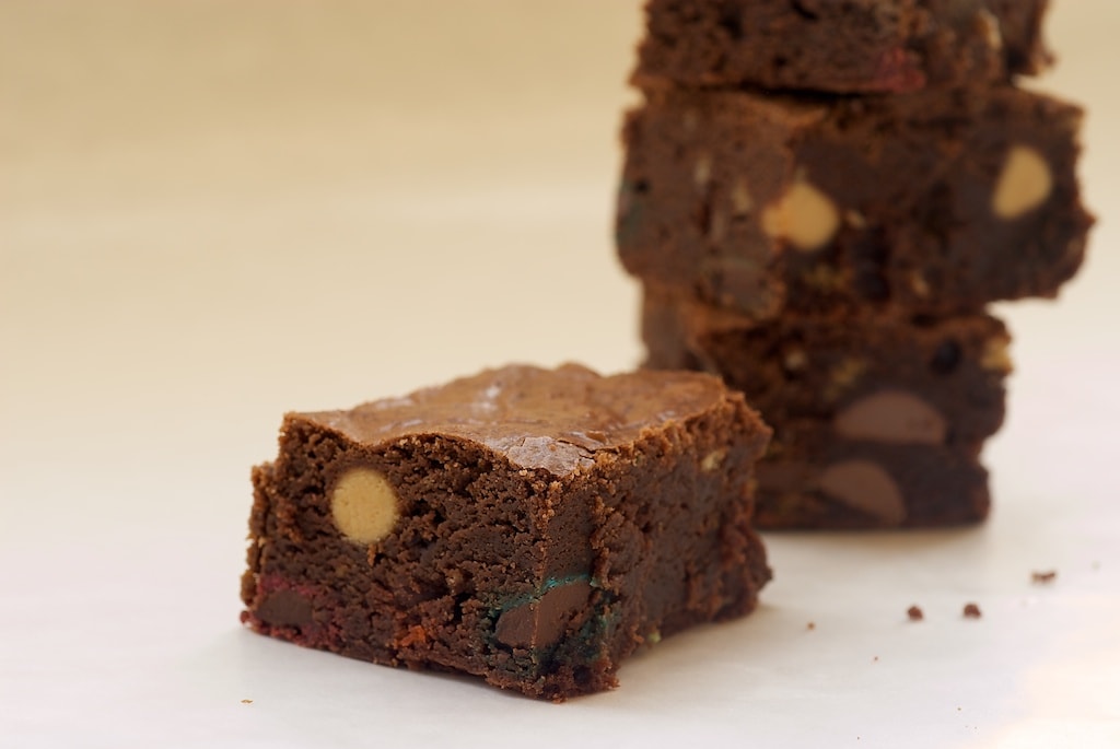 Monster Brownies have a little bit of everything good packed inside them! You can easily change these up depending on your tastes. - Bake or Break