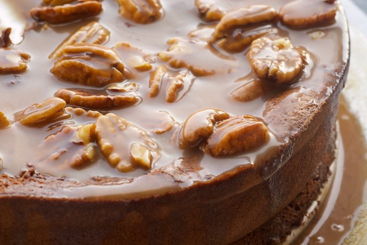 Chocolate Caramel Pecan Souffle Cake