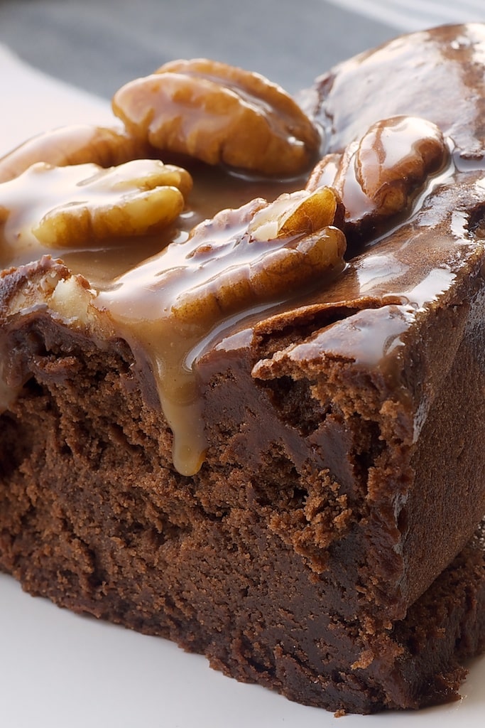 Chocolate Caramel Pecan Souffle Cake is a rich, delicious dessert that's worthy of a special occasion.