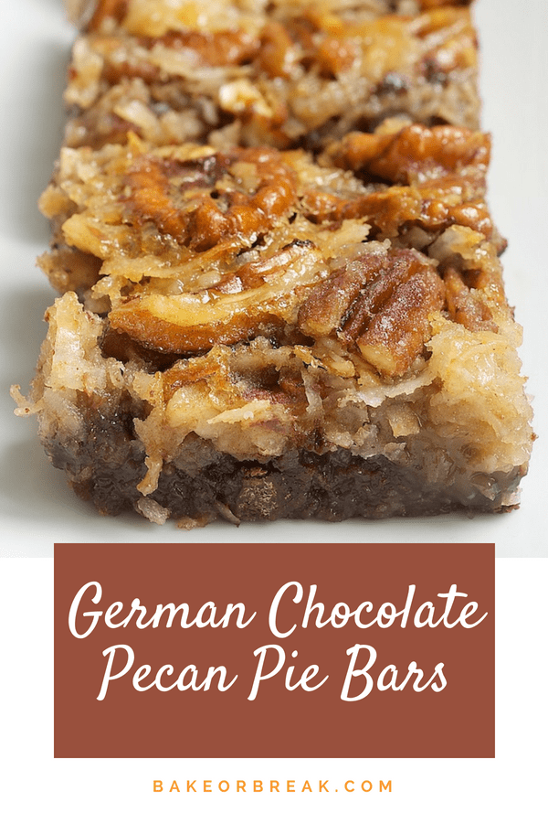 German Chocolate Pecan Pie Bars bakeorbreak.com