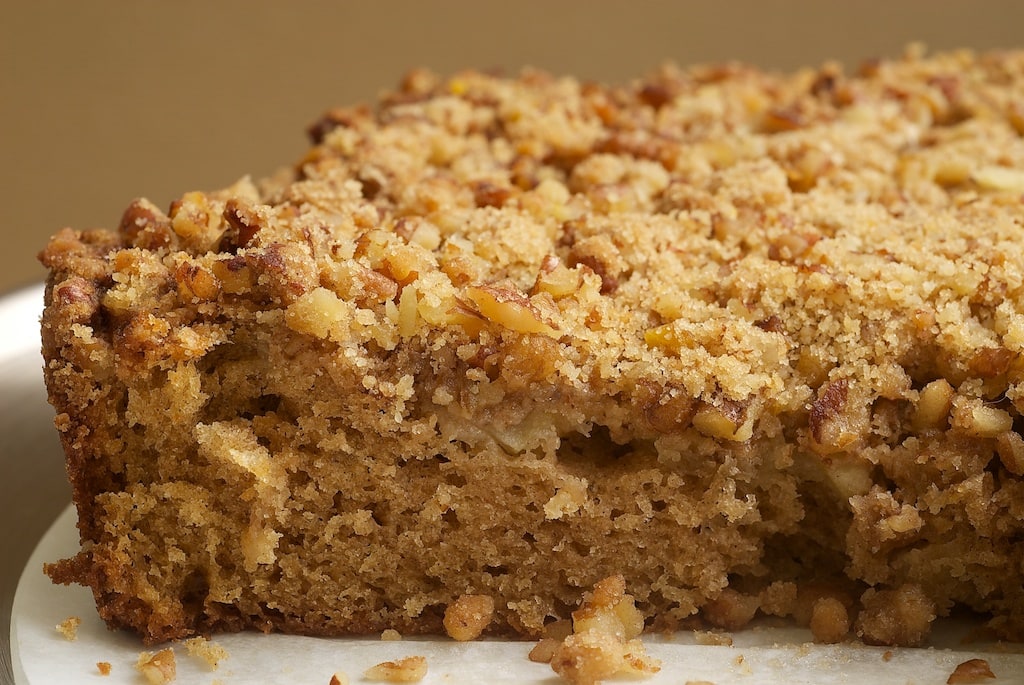 Sour Cream Pear Cake with Pecan Streusel is a lovely, light, simple cake with fresh pears, nuts, cinnamon. - Bake or Break