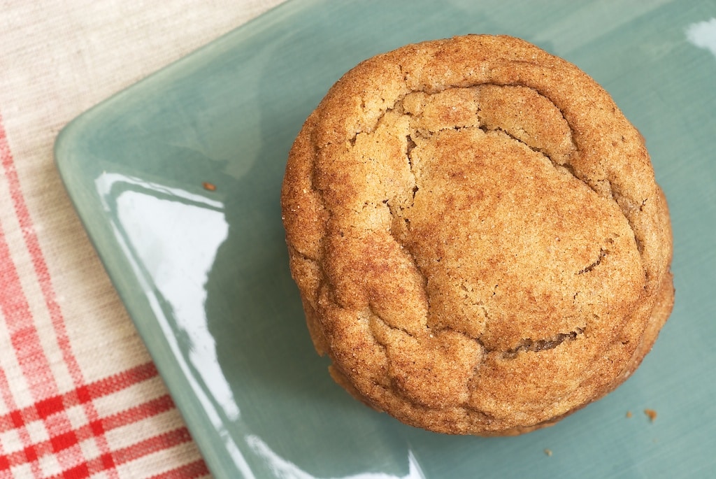 Brown Butter Snickerdoodles on a green plate